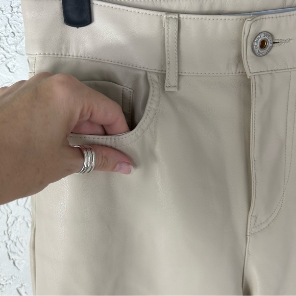 Zara | Faux Leather Cream Straight Leg Pants Size 4 - Picture 13 of 15